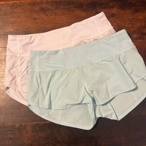 (Only blue for sale) Lululemon Speed-Up Shorts in Powder Blue Size 4